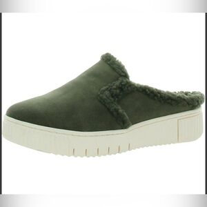 SOUL NATURALIZER Truly Cozy Faux Fur Lined Mules Olive $80 Retail NWT